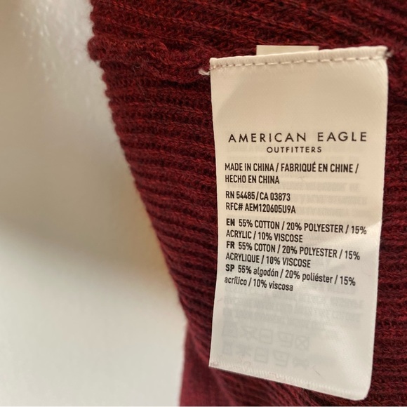 AEO Burgundy Navy Stripe Jegging Fit Knit Sweater NWT - Picture 8 of 8